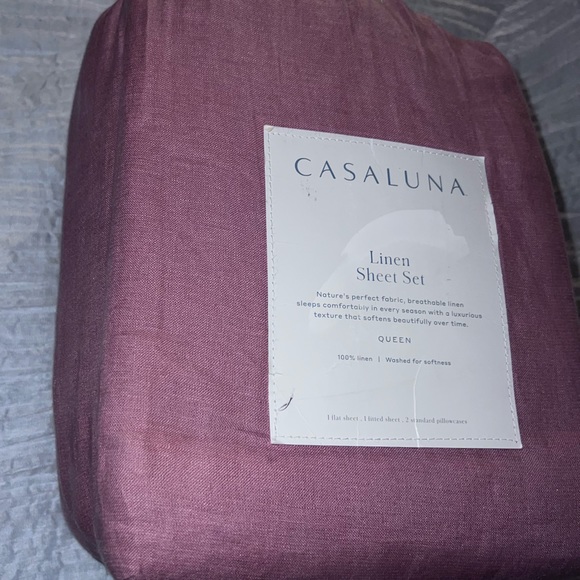 Casaluna Bedding Queen 0 Washed Linen Solid Sheet Setrose Casaluna